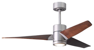 Super Janet Ceiling Fan With Walnut Blades, Brushed Nickel, 52"