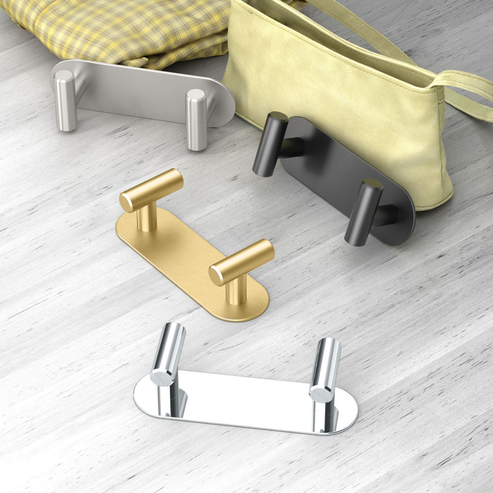 Latitude II All Modern Decor Hook, Brushed Brass, Double