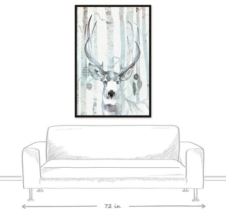 Whimsical Watercolor Reindeer Canvas Wall Art, Framed, 32"x48"