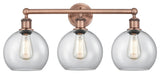 Athens 3-Light 26" Bath Vanity Light, Antique Copper, Clear