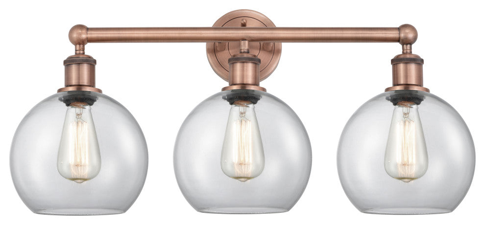 Athens 3-Light 26" Bath Vanity Light, Antique Copper, Clear