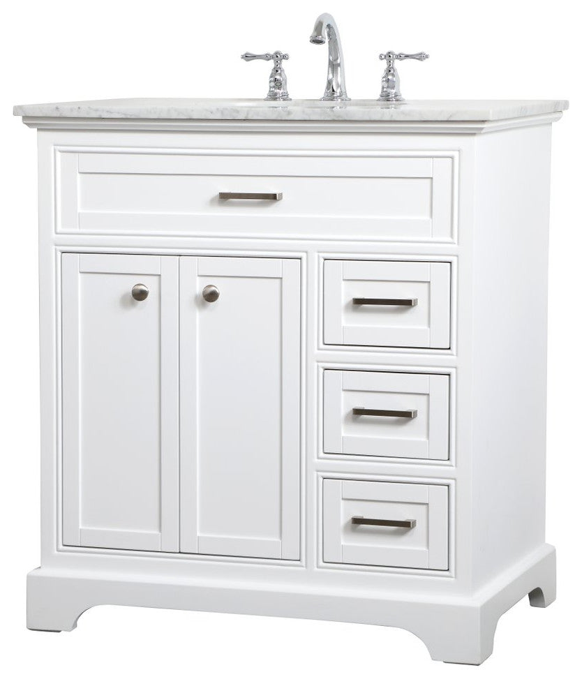 Amber Single Bathroom Vanity, Blue, White, 32"