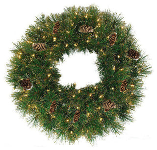 24" Yorkville Pine Wreath, 120 Tips, 50 Clear Lights