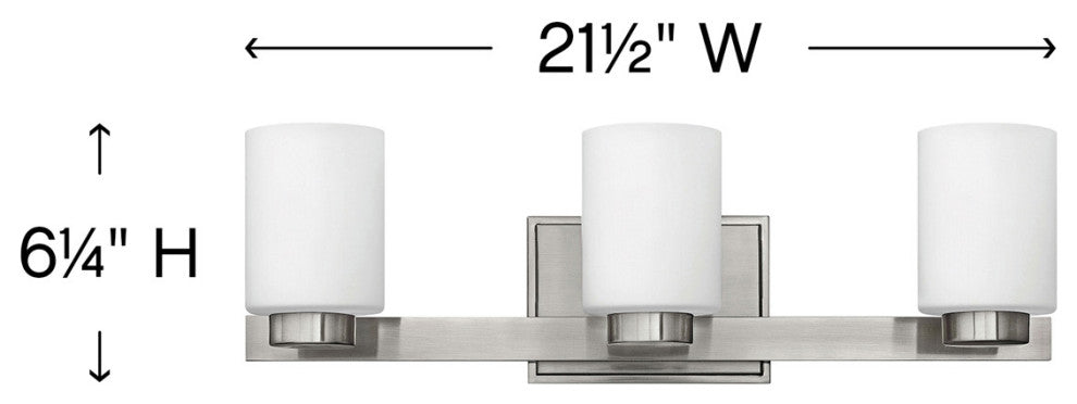 Hinkley Miley Medium Three Light Vanity, Brushed Nickel
