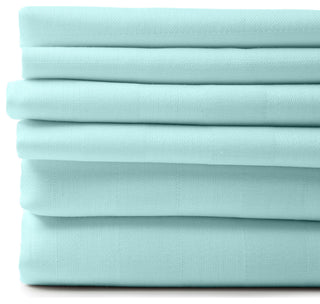 1800 Count 6-Piece Egyptian Cotton Deep Pocket Sheets, Aqua, Queen