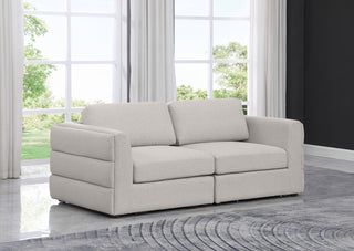 Beckham Linen Textured Fabric Upholstered 2-Piece Modular Sofa, Beige