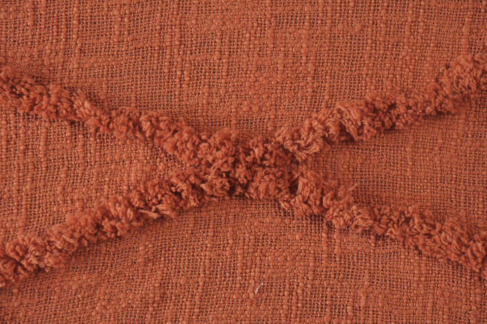 Bohemian Basics Decorative Diamond Tufted Cotton Throw Blanket, Clay