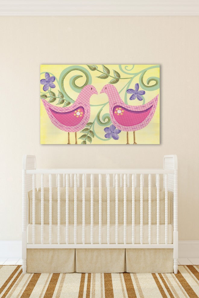 Marmont Hill, "2 Birds" by Reesa Qualia Painting Print on Wrapped Canvas, 45x30