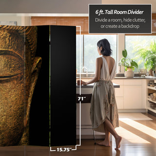 6' Tall Double Sided Buddha and Ganesh Canvas Room Divider