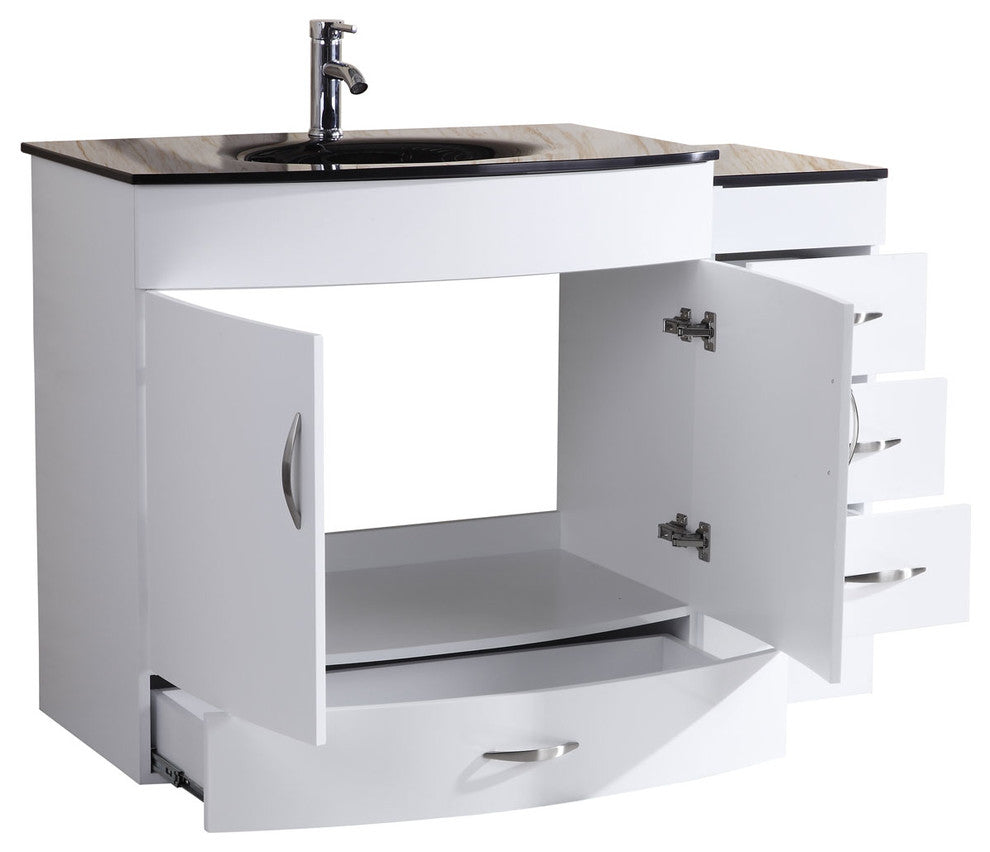 108" White Vanity, 36" Double Sink Bases, Double 12 Drawer Bases, LV5-C21-108-W