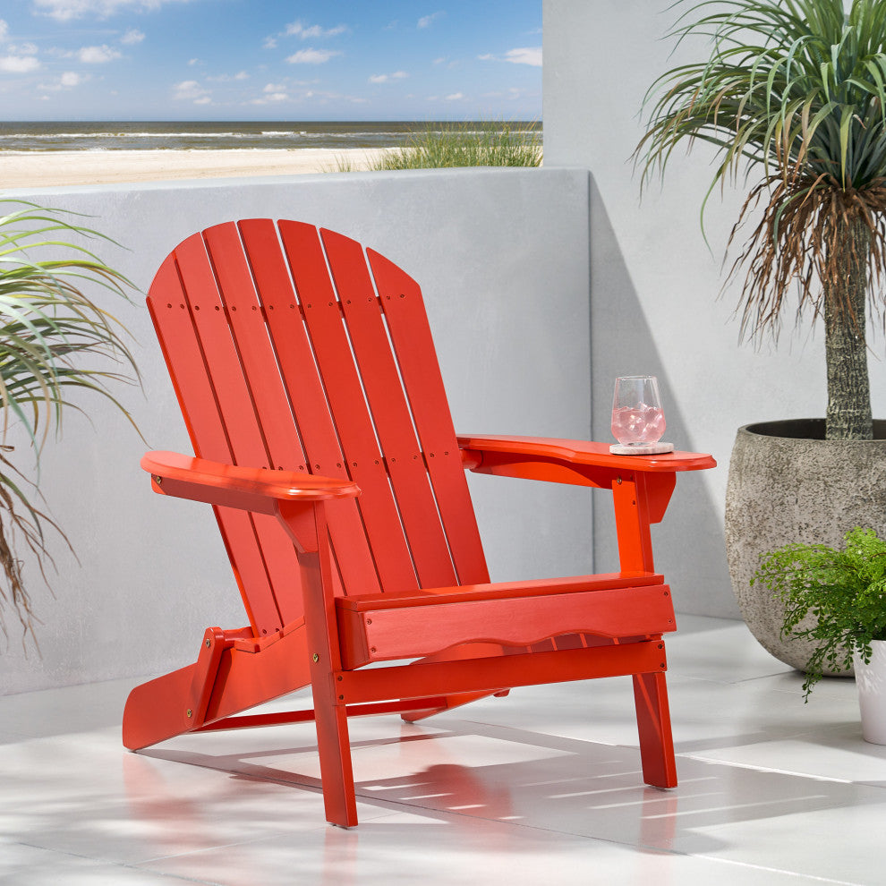 Cartagena Outdoor Acacia Wood Adirondack Chair, Red