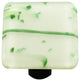Art Glass Square Mardi Gras Knob, Black Post, Green Mg White