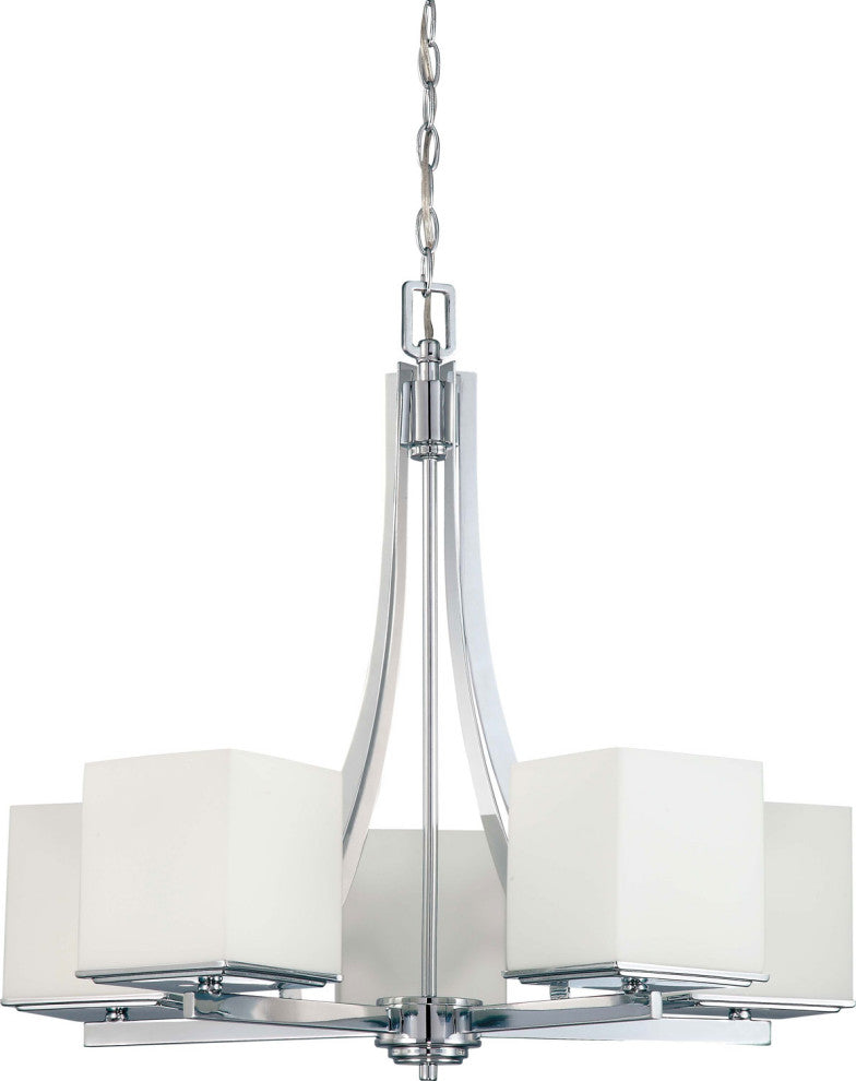 Bento 5 Light Chandelier, Polished Chrome