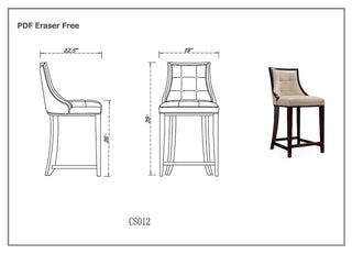 Manhattan Comfort Fifth Avenue Counter Stool, Light Grey, Single