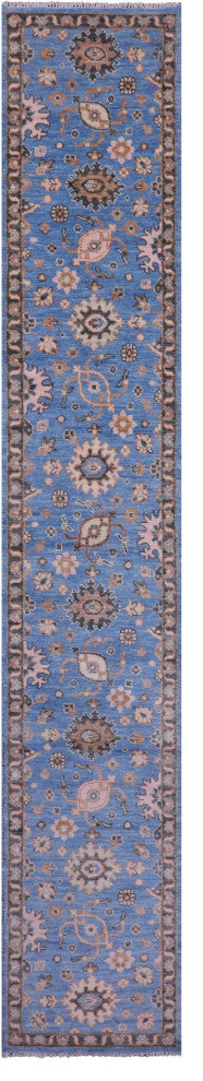 2' 6" X 16' 2" Runner Turkish Oushak Hand Knotted Wool Rug - Q15513