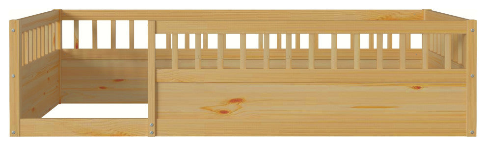 Gewnee Twin Floor Bed Frame with Fence
