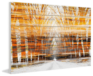 "Orange Striped Sky" Print on White Wood, 60"x40"