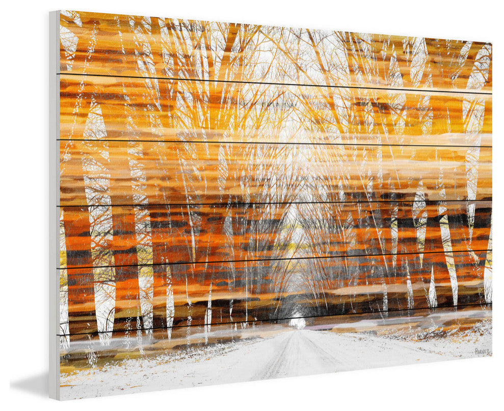 "Orange Striped Sky" Print on White Wood, 60"x40"