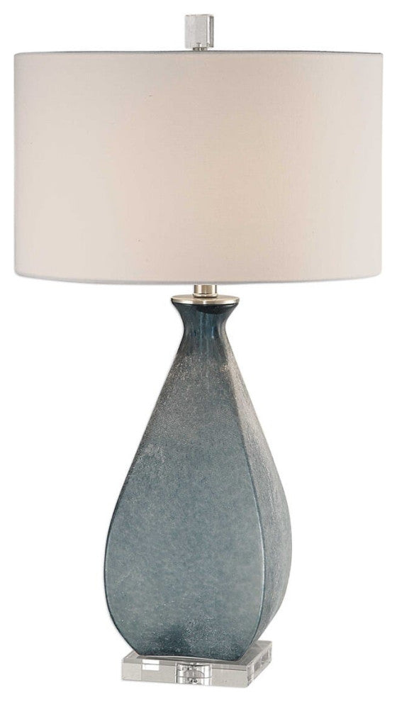 Uttermost Atlantica Steel Crystal and Glass Table Lamp in Ocean Blue and White