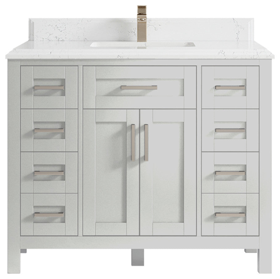 Cambridge 42" Single Sink Bath Vanity in Coventry Gray 1.5" Empira Quartz