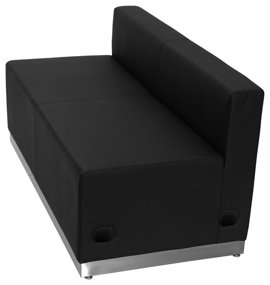 Black Bonded Leather Loveseat, Black