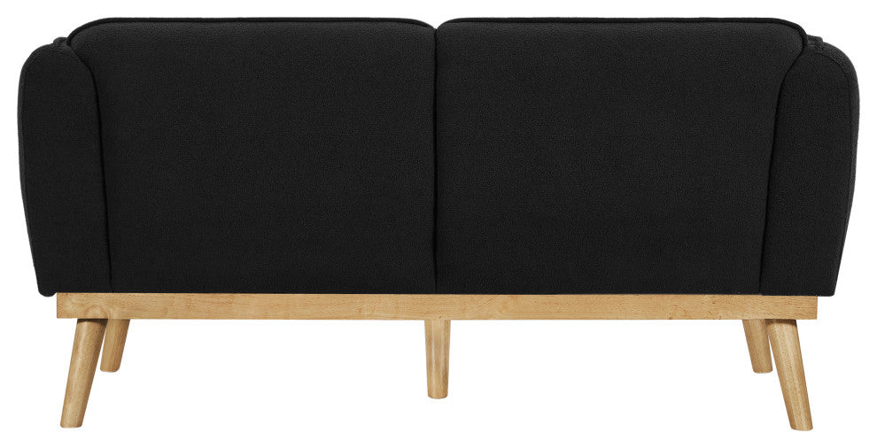 Nolita Boucle Fabric Upholstered Loveseat, Black
