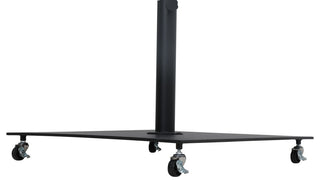 Fiji Patio Umbrella and Base, Black, Teak Pole, Matte Black Belize Base