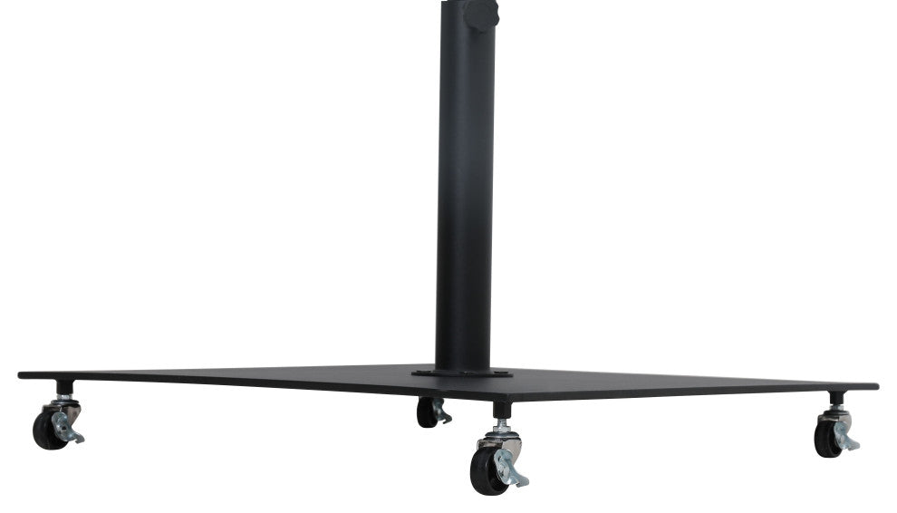 Fiji Patio Umbrella and Base, Black, Teak Pole, Matte Black Belize Base