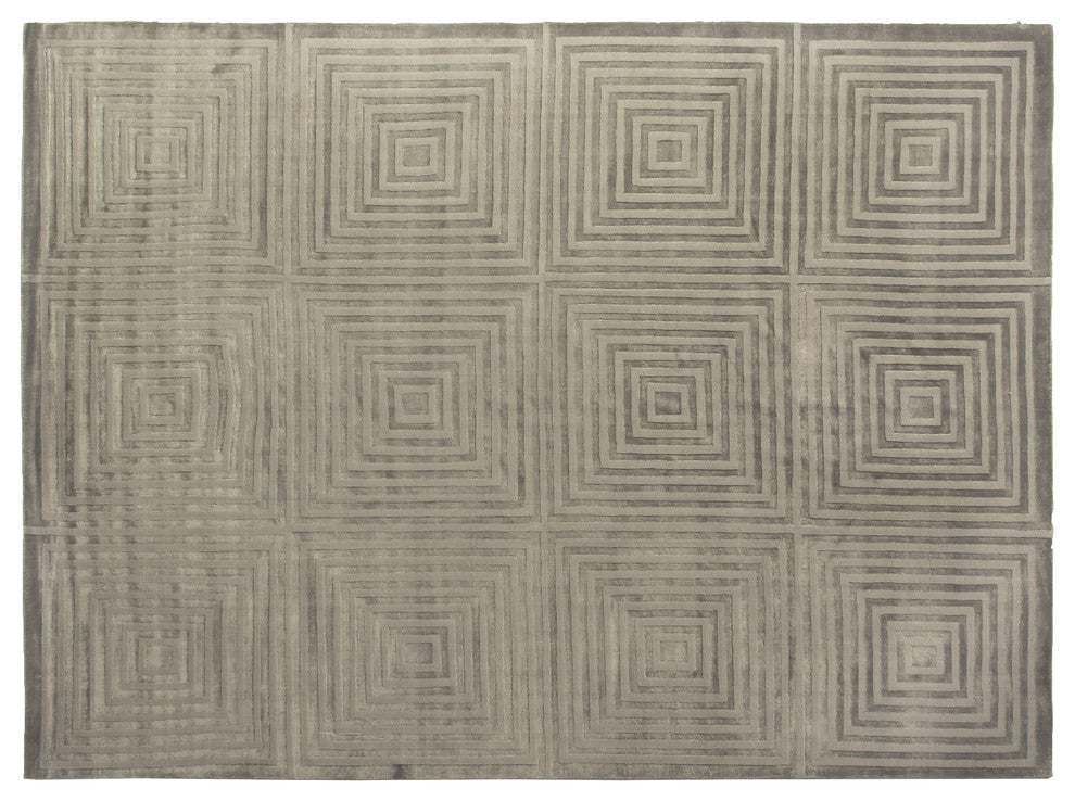 Dove Embossed Hand-Loomed Viscose and Cotton Dark Gray Area Rug, 8'x10'