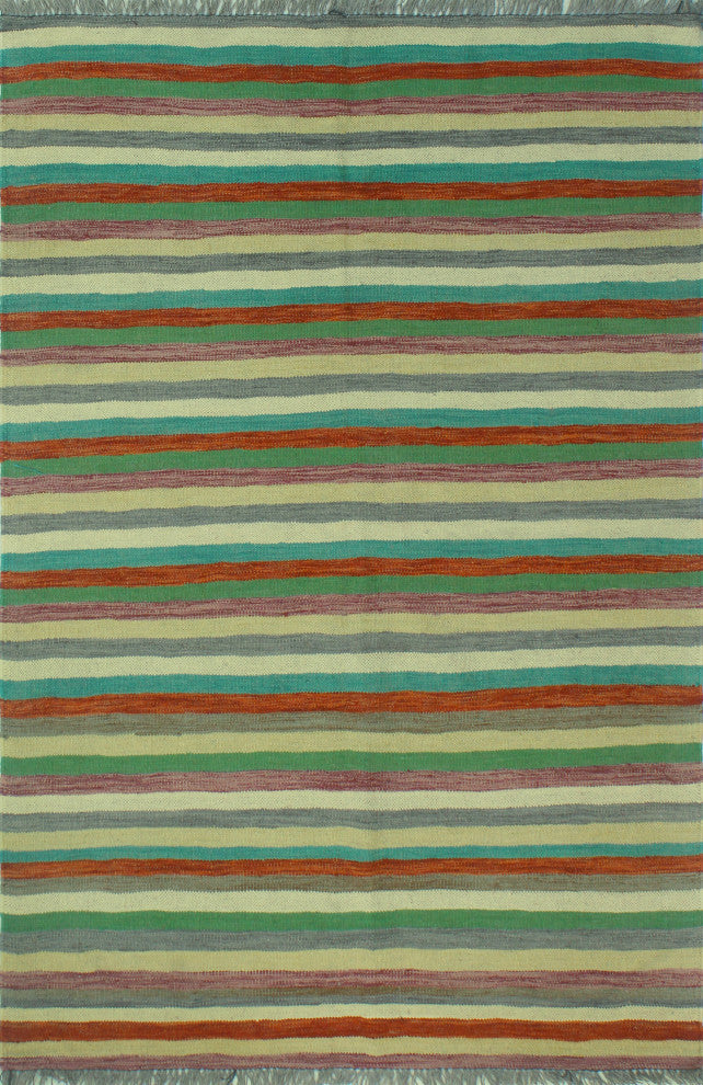 Winchester Flatweave Obi Rust/Green Rug, 3'11 x 5'10