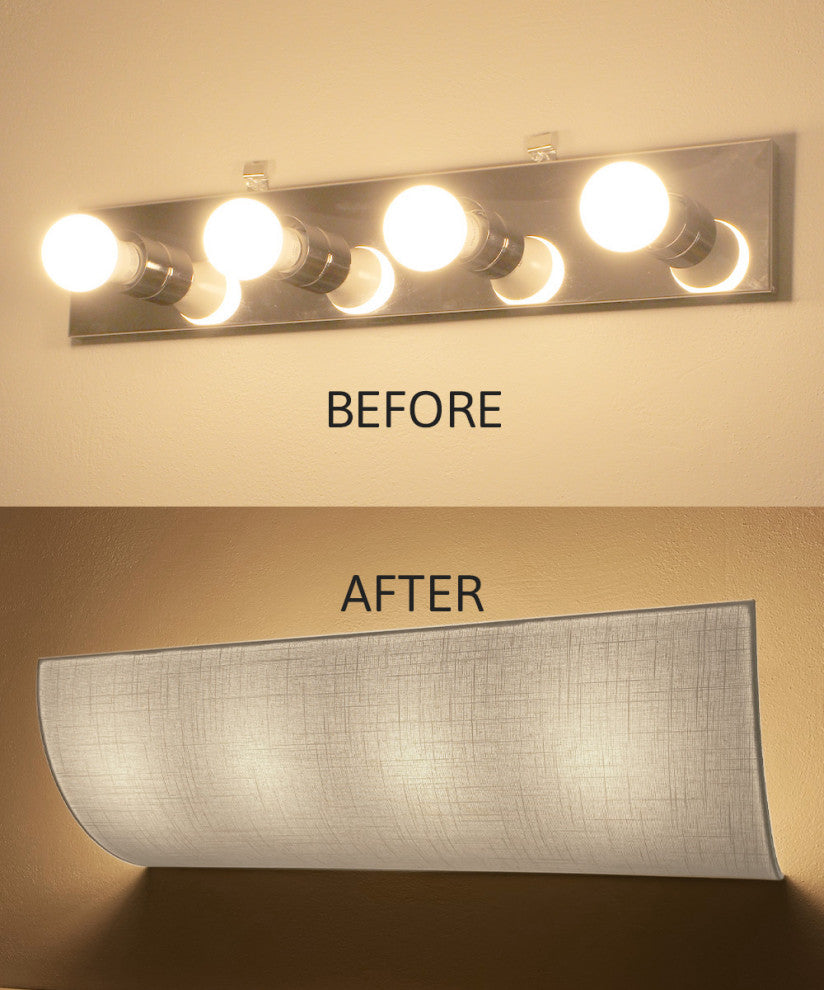 Moderne Vanity Light Cover Refresh Kit, 26"W White Textured Fabric Shade - DIY U
