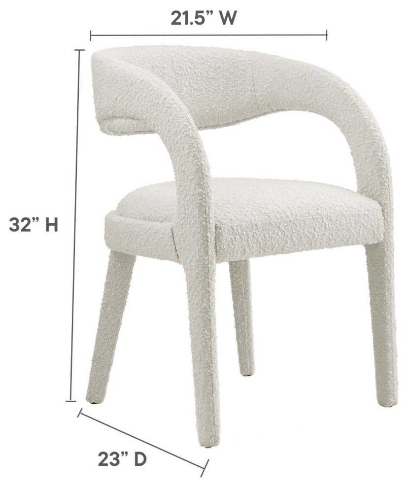 Pinnacle Boucle Upholstered Dining Chair Set of 2, Ivory