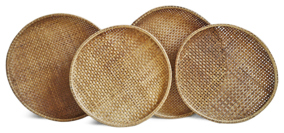 Bamboo Woven Round Tray, Large