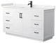 60"SGL Vanity White, Light-Vein Carrara Cult. Marble Top, Sink, Black Trim