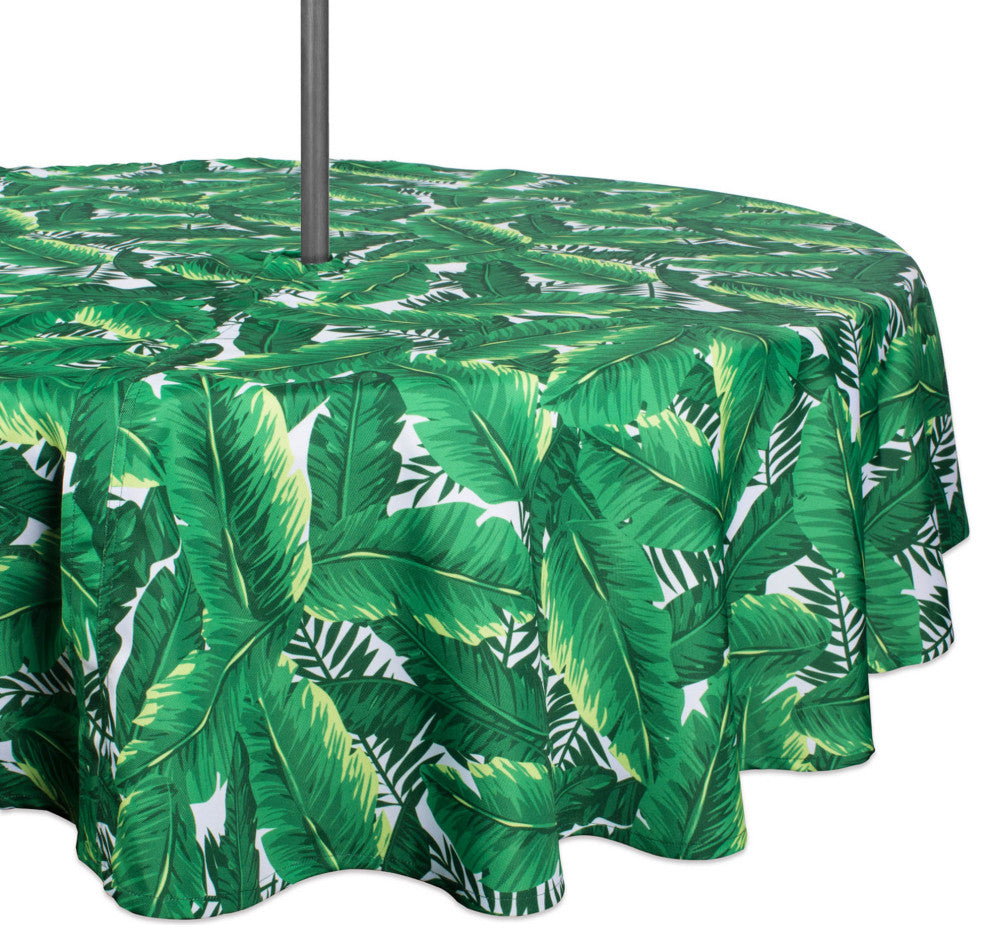 DII Banana Leaf Outdoor Tablecloth With Zipper 60 Round