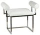 Cortesi Home Shakira Accent Stool, White Faux Leather With Padded Arms, 24"
