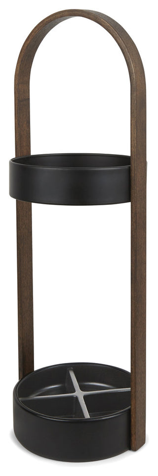 Hub Umbrella Stand, Black/Walnut