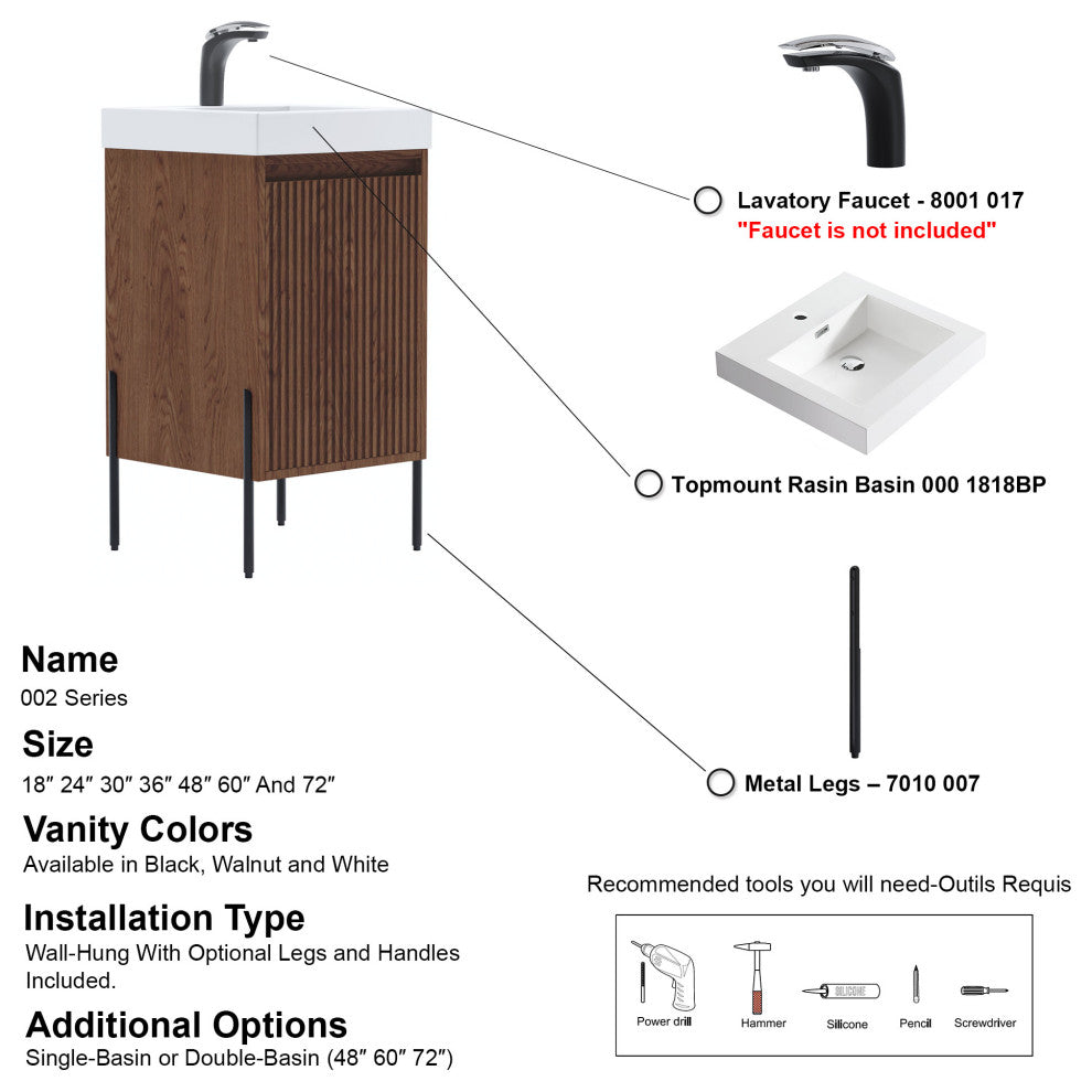 Flutie 18" Bathroom Vanity Set, Walnut