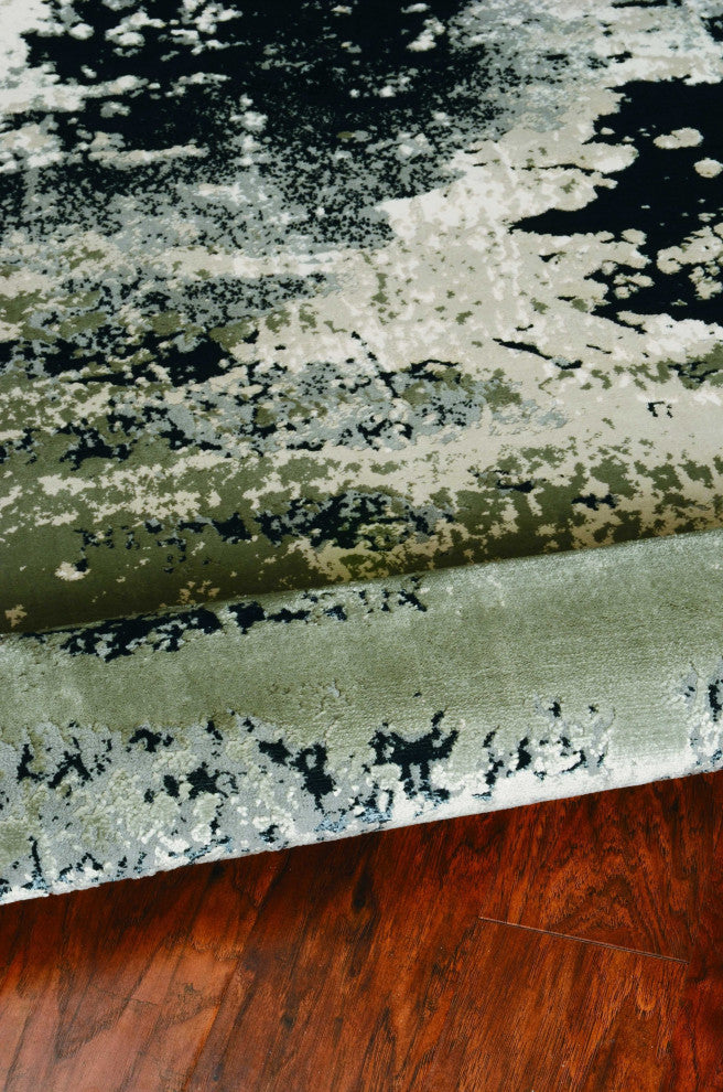 HomeRoots 6' x 9' Polyester Silver Charcoal Area Rug