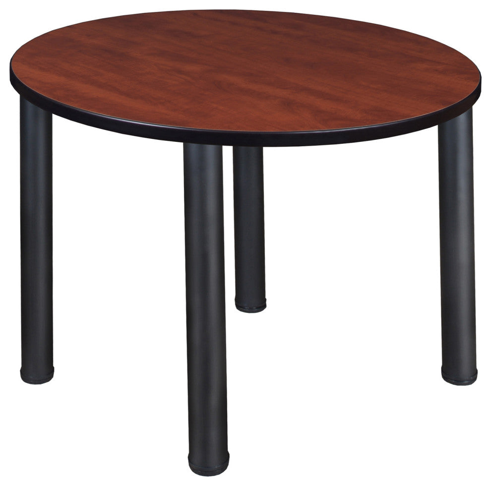 Kee 42" Round Breakroom Table- Cherry/ Black