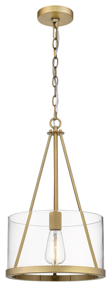 Innovations 383-1S-BB-G383A-12CL-LED Marissa 1 Light Mini Pendant, Brushed Brass