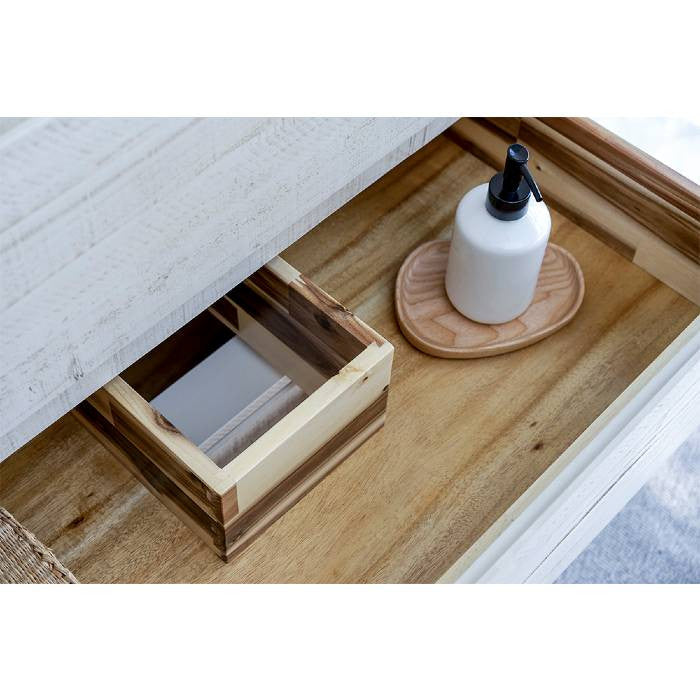 Fresca Formosa Modern 60" Rustic White Double Sink Vanity Set, Faucet Fft1030bn