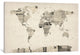"Vintage Postcard World Map" Wrapped Canvas Print, 40x26x1.5