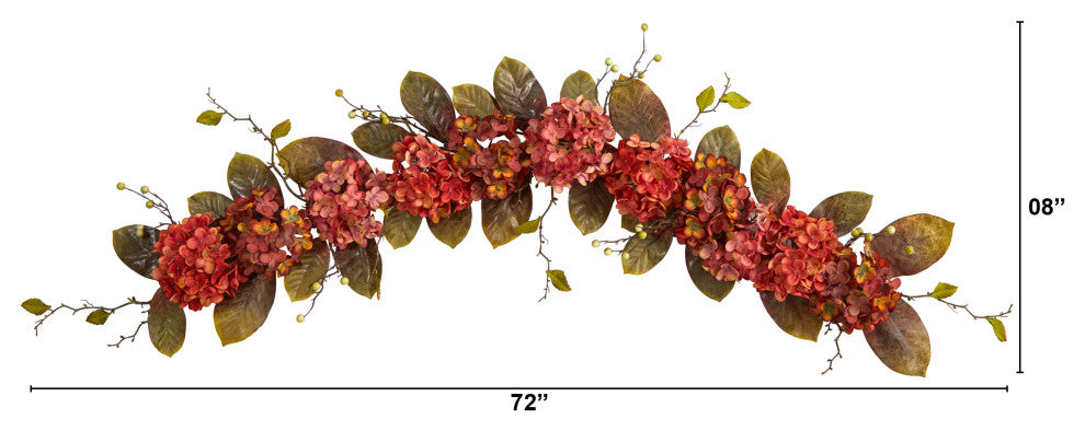 6' Fall Hydrangea and Berry Artificial Autumn Garland