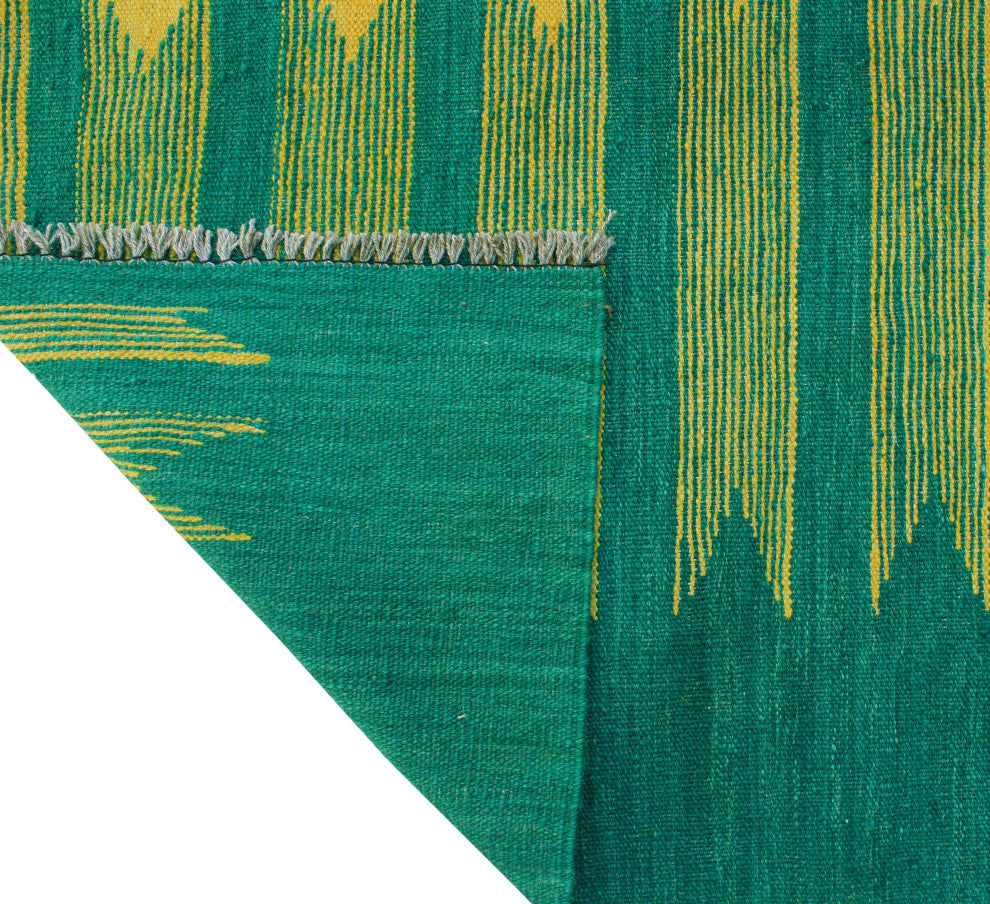 Modern Flatweave Aubriell Green/Gold Rug, 5'8x7'8