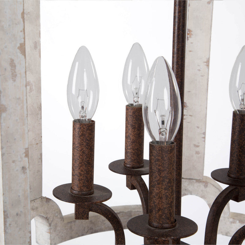 LNC Coastal 5-Light Distressed White Lantern Wood Chandelier
