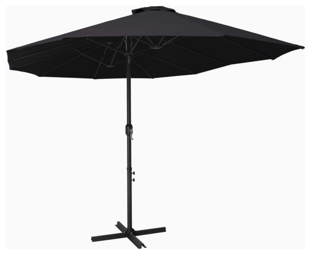 Vidaxl Outdoor Parasol With Aluminum Pole 181.1"x106.3" Black