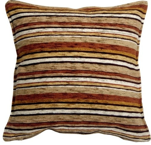 Pillow Decor - Carnival Stripes Brown 17 x 17 Throw Pillow