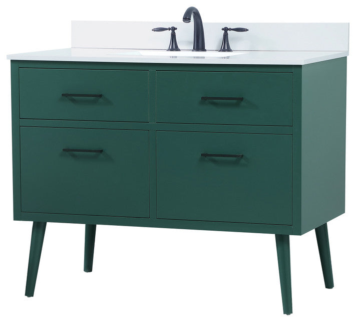 Home Living 42" Bathroom Vanity, Green With Backsplash