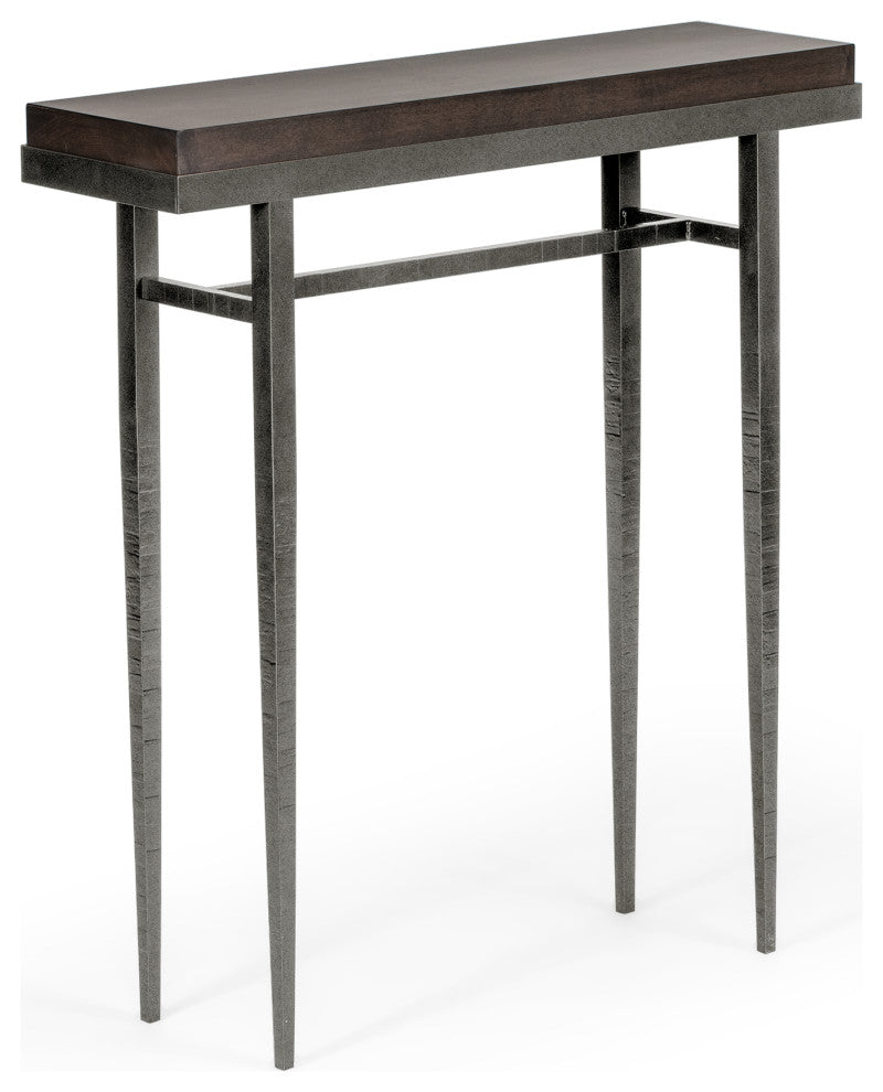 Wick 30" Console Table, Natural Iron Finish, Maple Espresso Accents